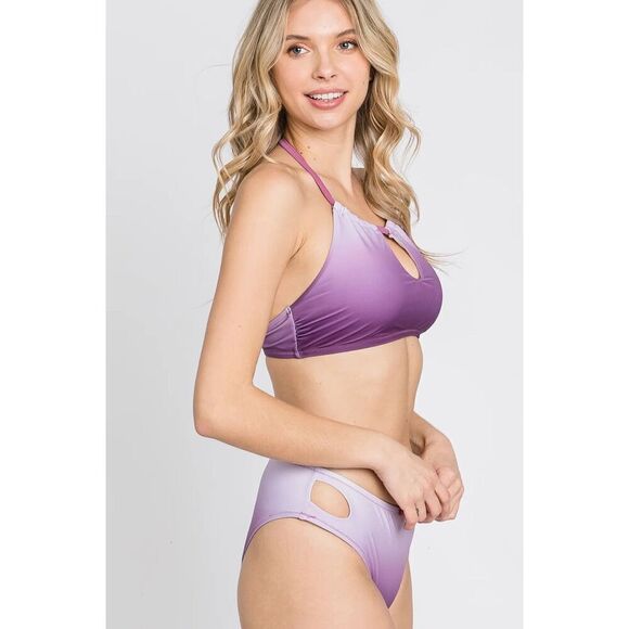 Pinkblush Lavender Ombre Keyhole Front Halter Two-Piece Bikini Set Nwt Large - Picture 12 of 14
